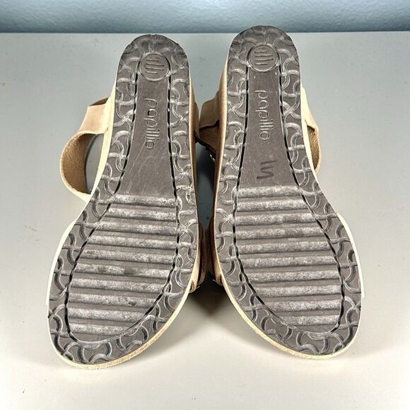 Papillio Birkenstock Sandals Solely Wedge Womens 38 / 7 Slingback Brown Leather - Picture 9 of 10